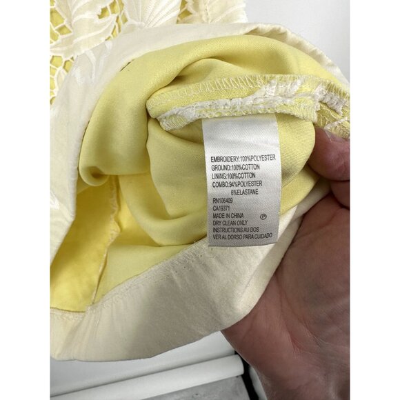 Tahari Women's Yellow Ruffled Cap Sleeve Lace Dress Petite Size 2P - Picture 5 of 7